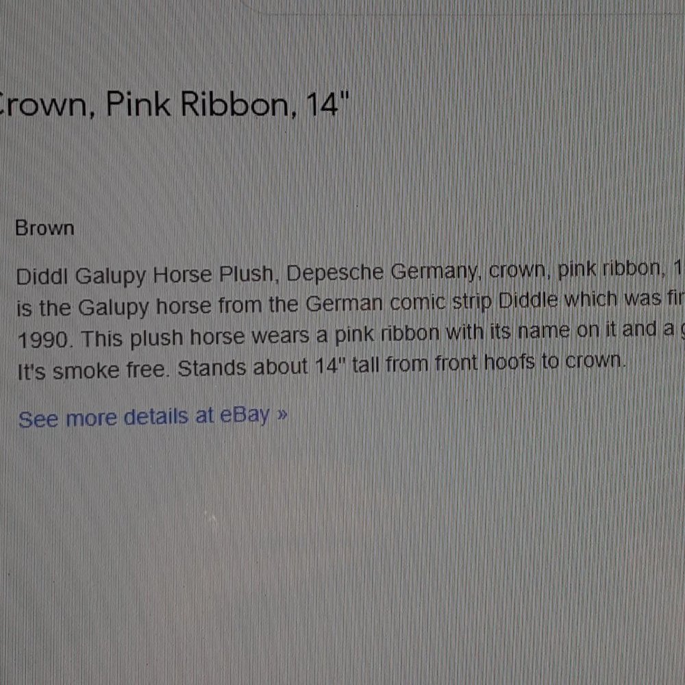 Diddl Galupy Horse Plush, Depesche Germany, crown, pink ribbon, 14" -RARE - Picture 9 of 11